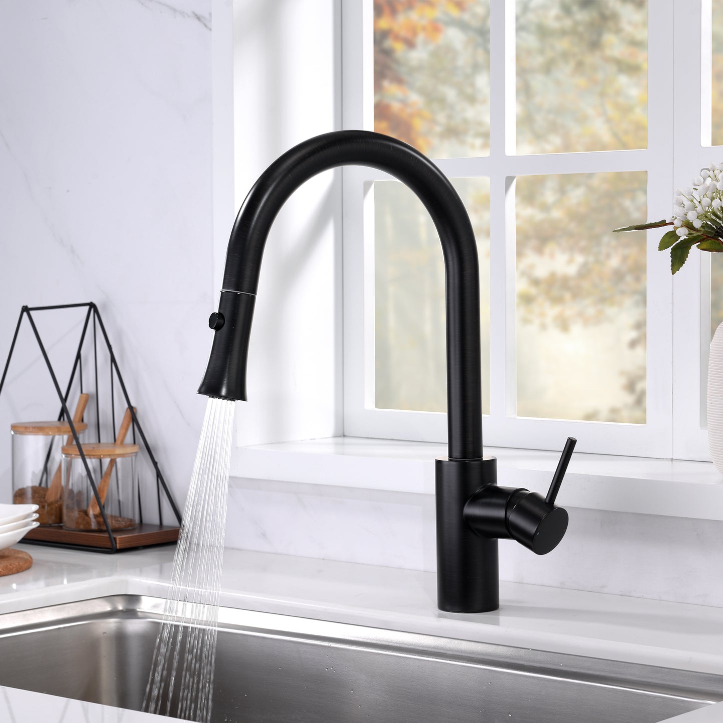 KTS11-TO Single-Handle Pull-Down Sprayer Kitchen Faucet with 2-Function Sprayhead 298 in Oil Rubbed Bronze