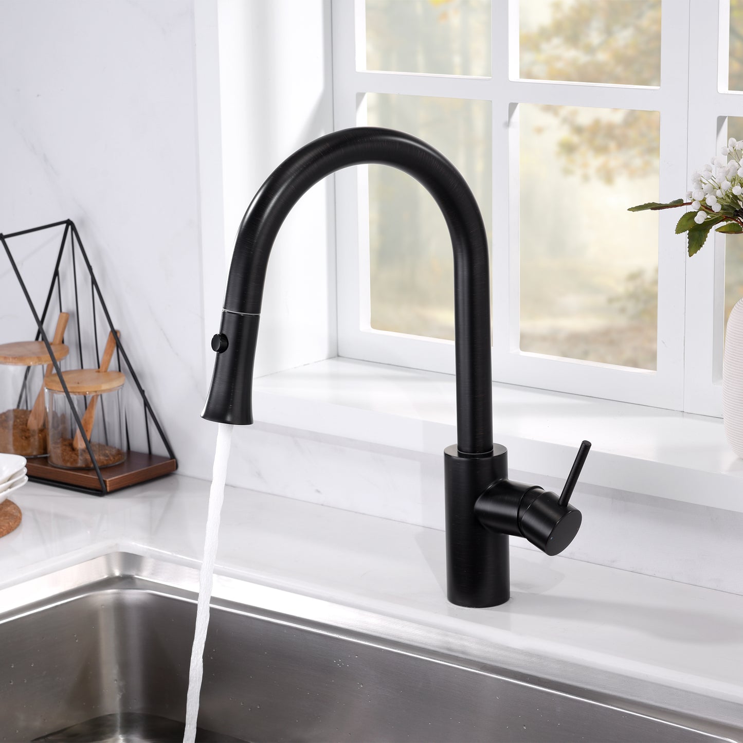 KTS11-TO Single-Handle Pull-Down Sprayer Kitchen Faucet with 2-Function Sprayhead 298 in Oil Rubbed Bronze