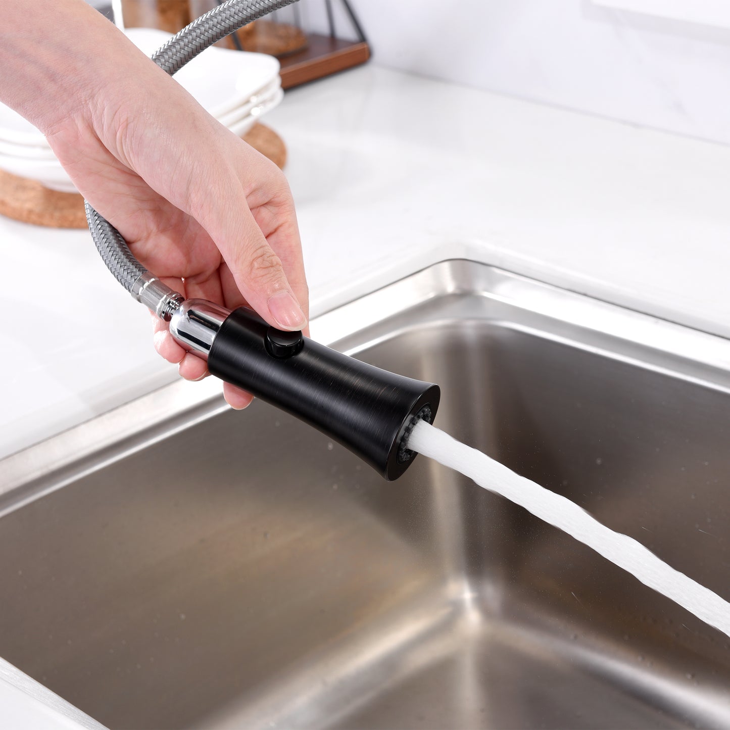 KTS11-TO Single-Handle Pull-Down Sprayer Kitchen Faucet with 2-Function Sprayhead 298 in Oil Rubbed Bronze