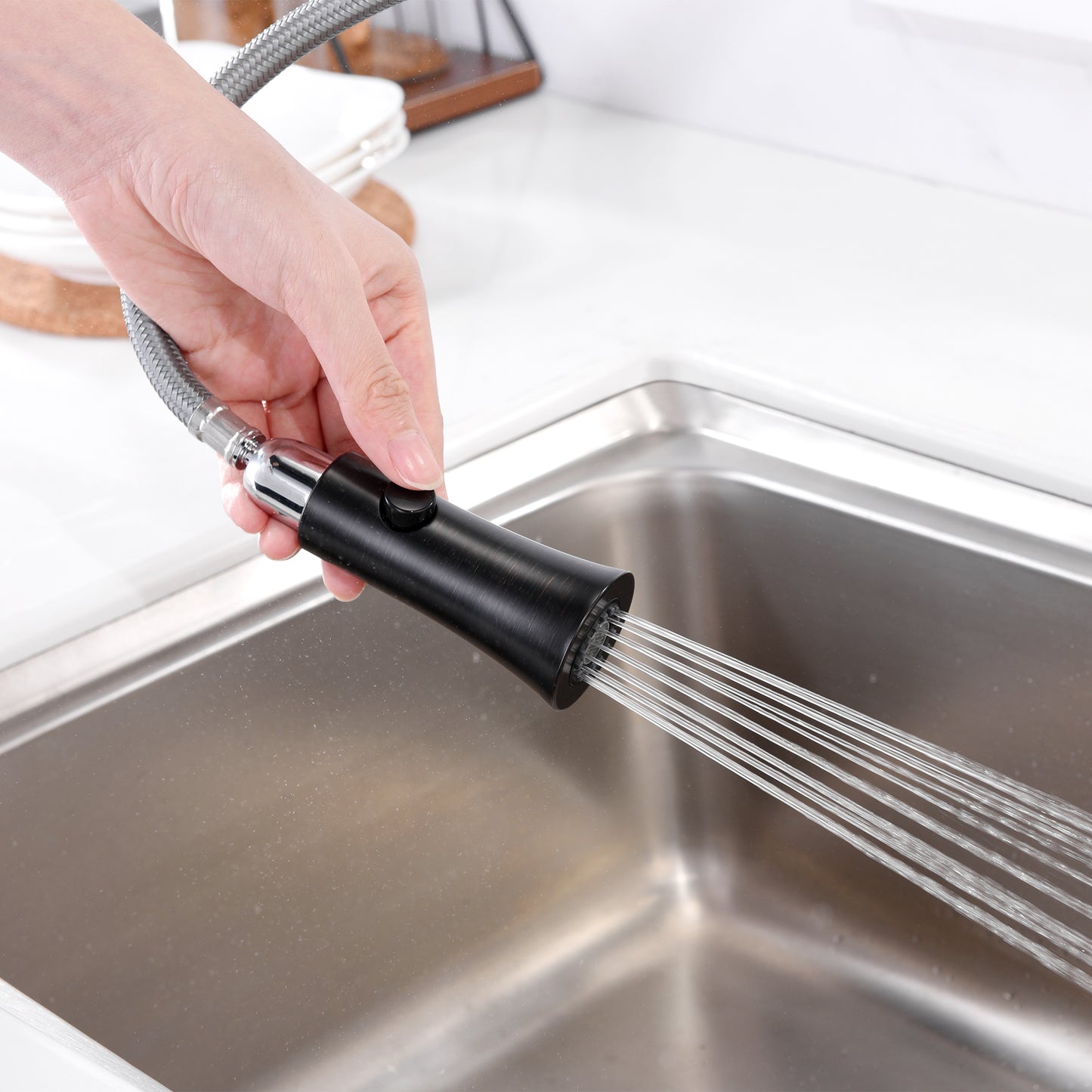 KTS11-TO Single-Handle Pull-Down Sprayer Kitchen Faucet with 2-Function Sprayhead 298 in Oil Rubbed Bronze