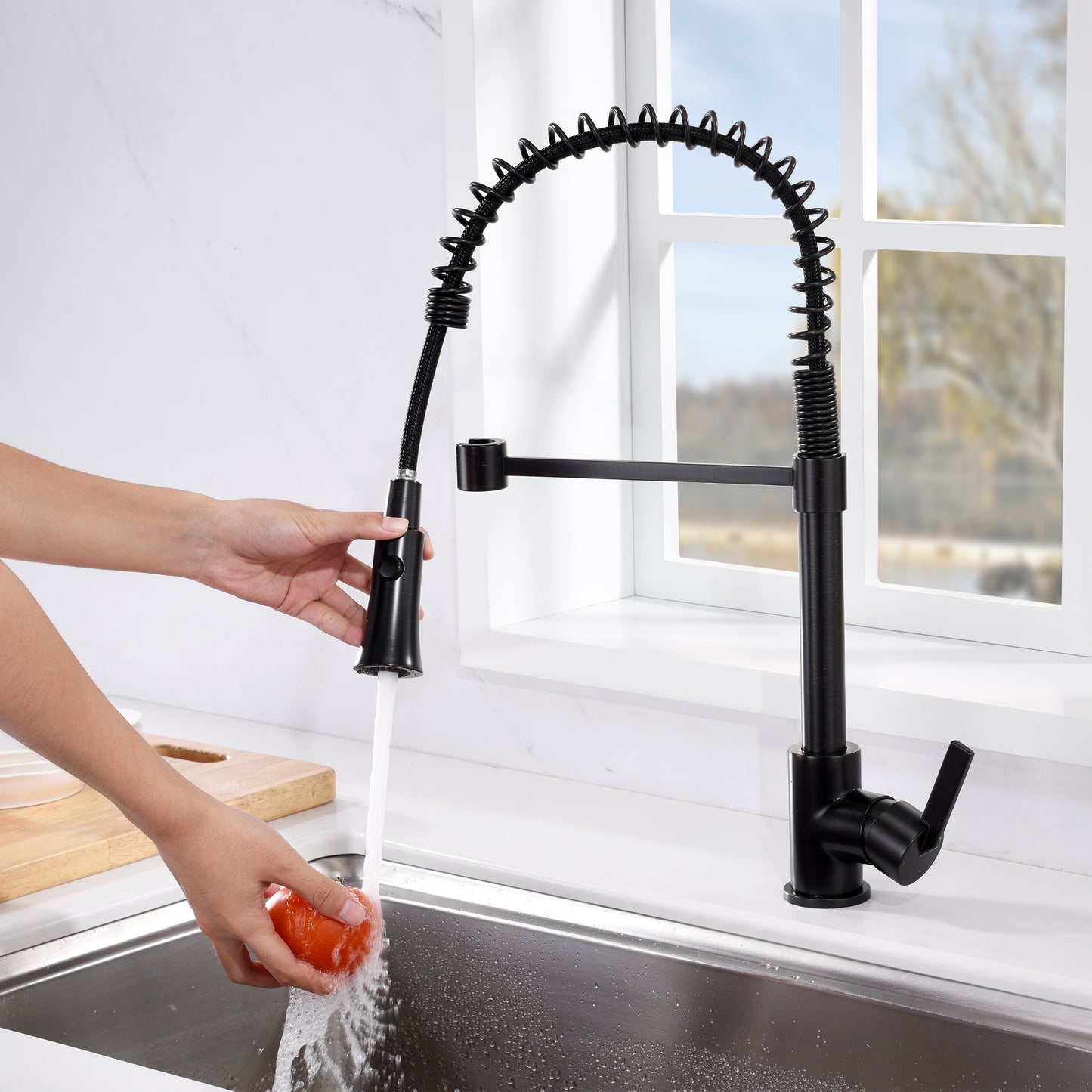 KTS13-TO Single-Handle Pull-Down Sprayer Kitchen Faucet with 2-Function Sprayhead in Oil Rubbed Bronze