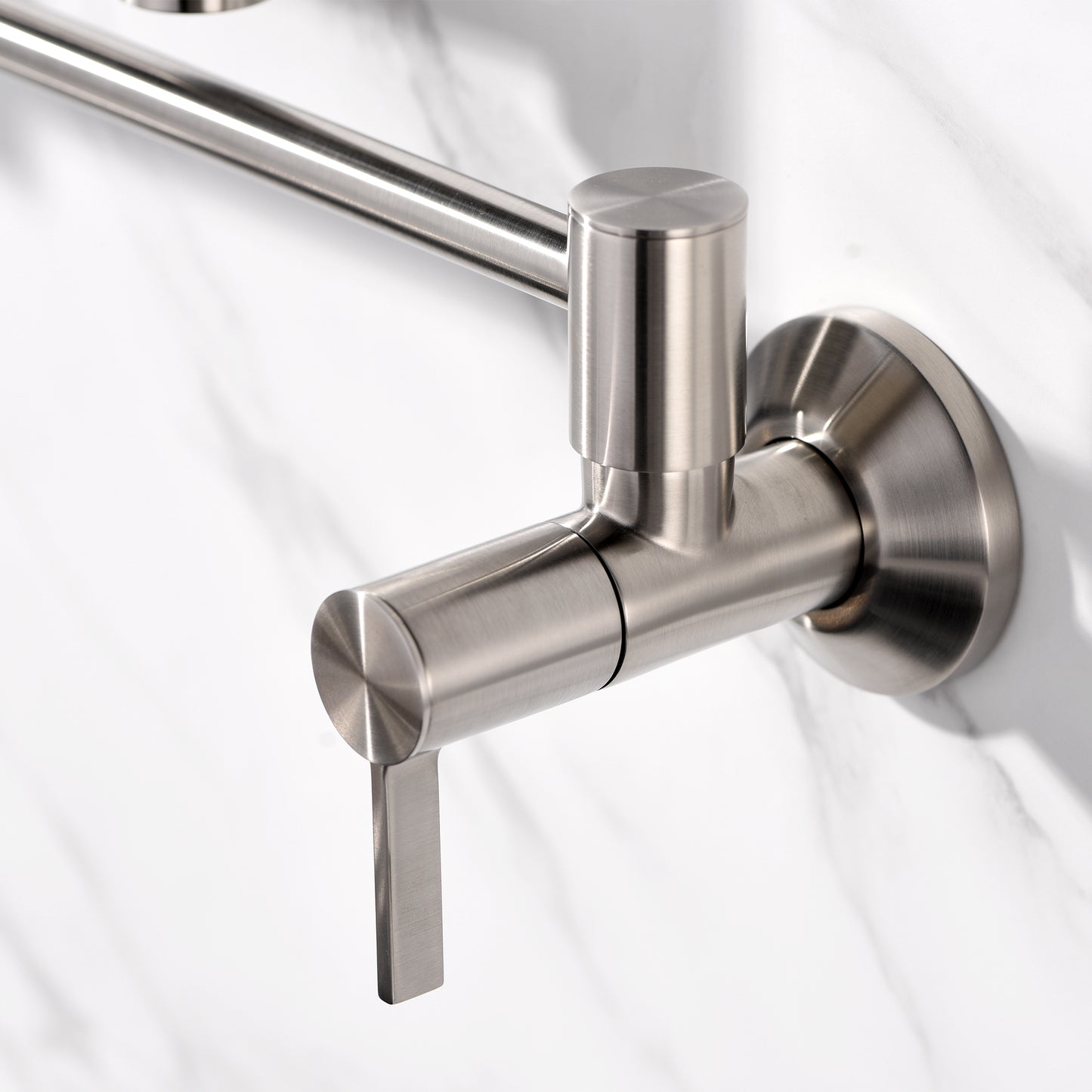 KTS17-TB Contemporary 2-Handle Wall-Mounted Pot Filler in Brushed Nickel