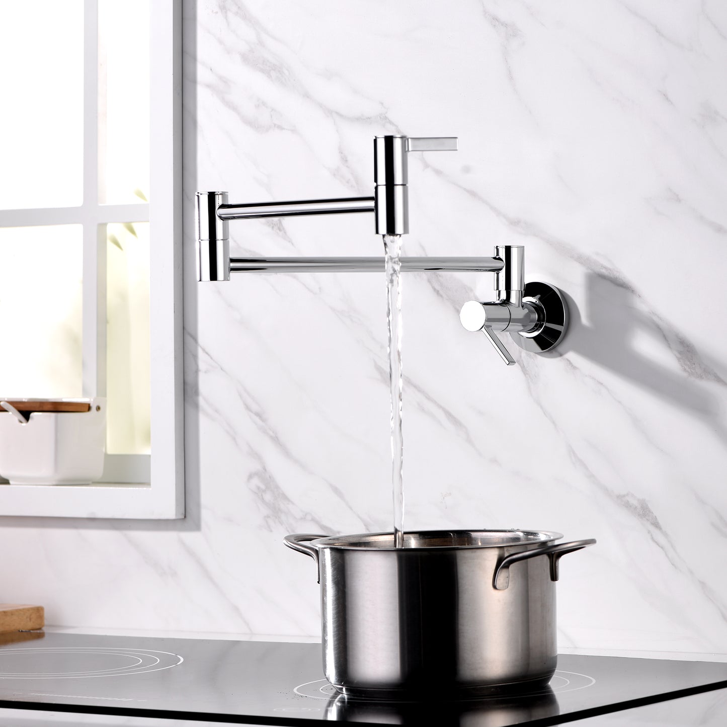 KTS17-TC Contemporary 2-Handle Wall-Mounted Pot Filler in Chrome