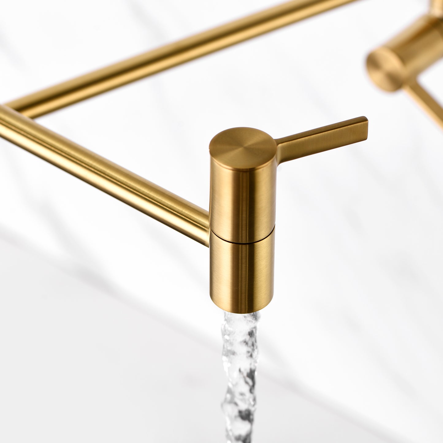 KTS17-TG Contemporary 2-Handle Wall-Mounted Pot Filler in Brushed Gold