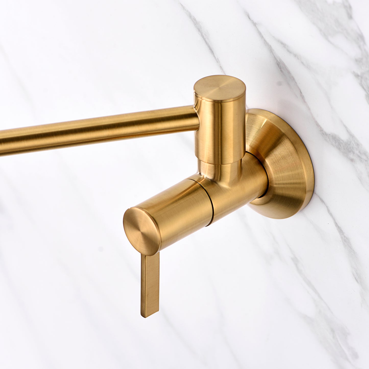 KTS17-TG Contemporary 2-Handle Wall-Mounted Pot Filler in Brushed Gold
