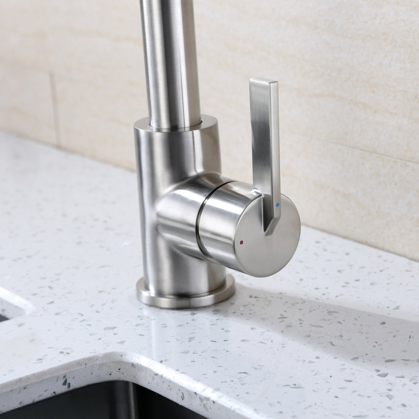 KTS22-TB Single-Handle Pull-Down Sprayer Kitchen Faucet with 2-Function Sprayhead in Brushed Nickel