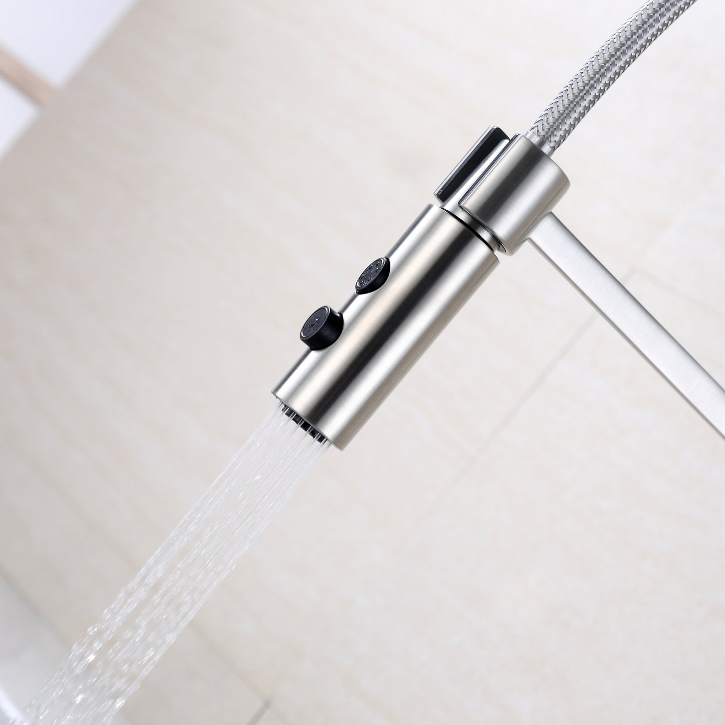 KTS22-TB Single-Handle Pull-Down Sprayer Kitchen Faucet with 2-Function Sprayhead in Brushed Nickel