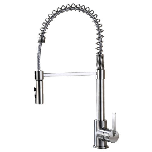 KTS22-TB Single-Handle Pull-Down Sprayer Kitchen Faucet with 2-Function Sprayhead in Brushed Nickel