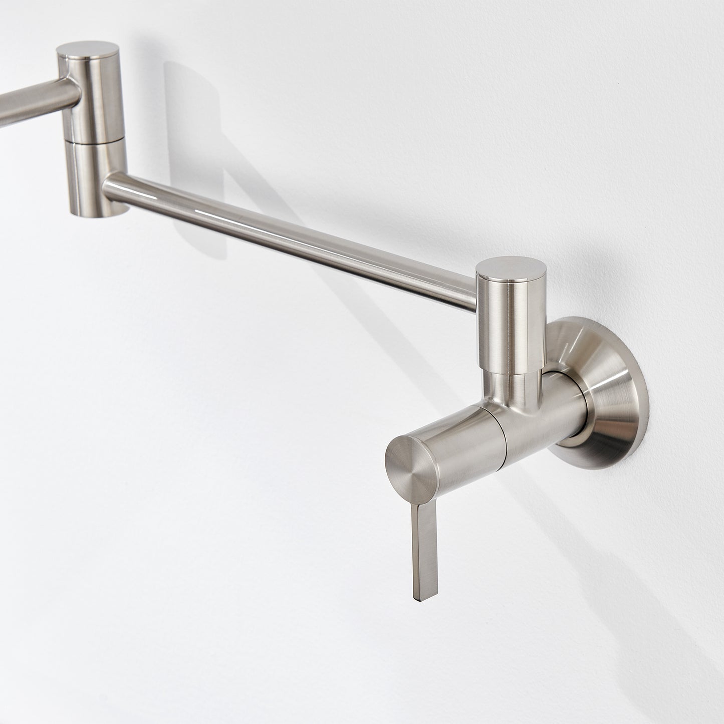KTS27-TB Contemporary Wall-Mounted Pot Filler with 2 Handles in Brushed Nickel
