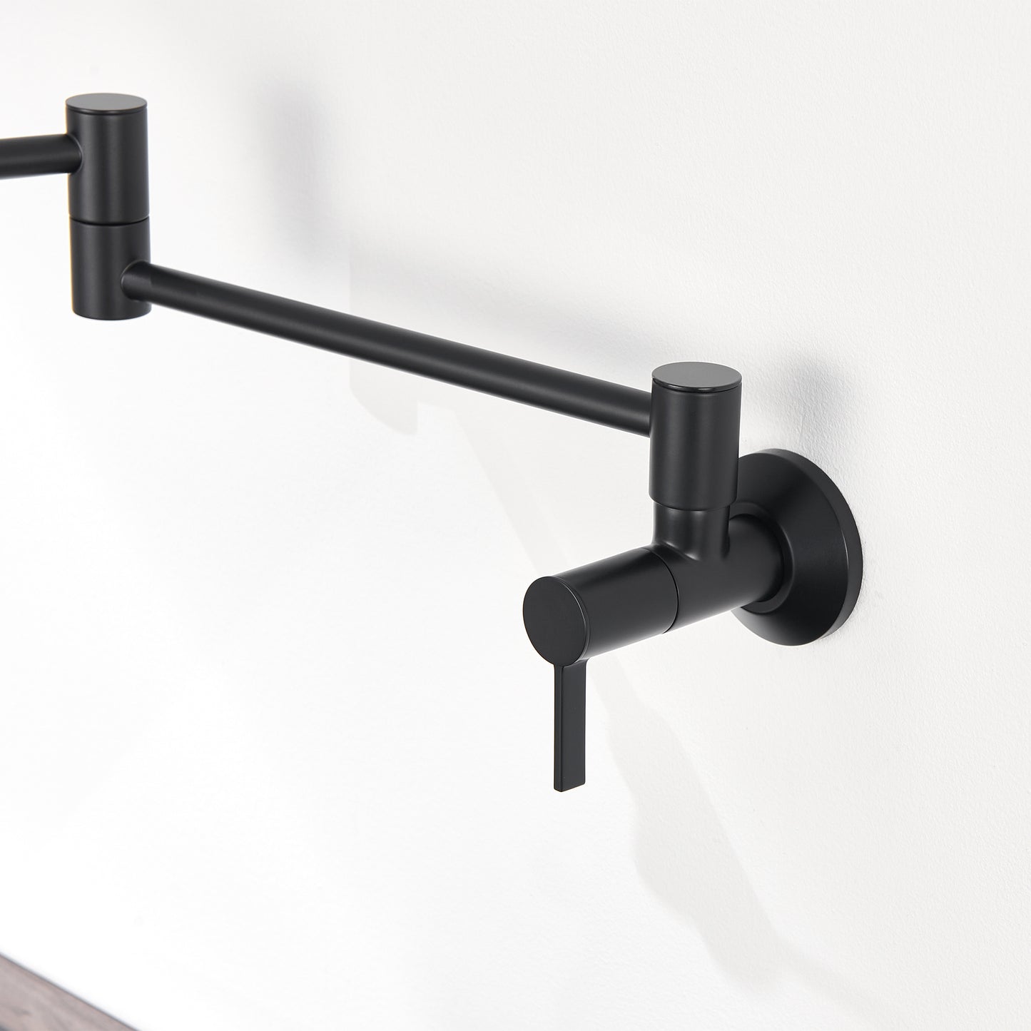 KTS27-TM Contemporary Wall-Mounted Pot Filler with 2 Handles in Matte Black