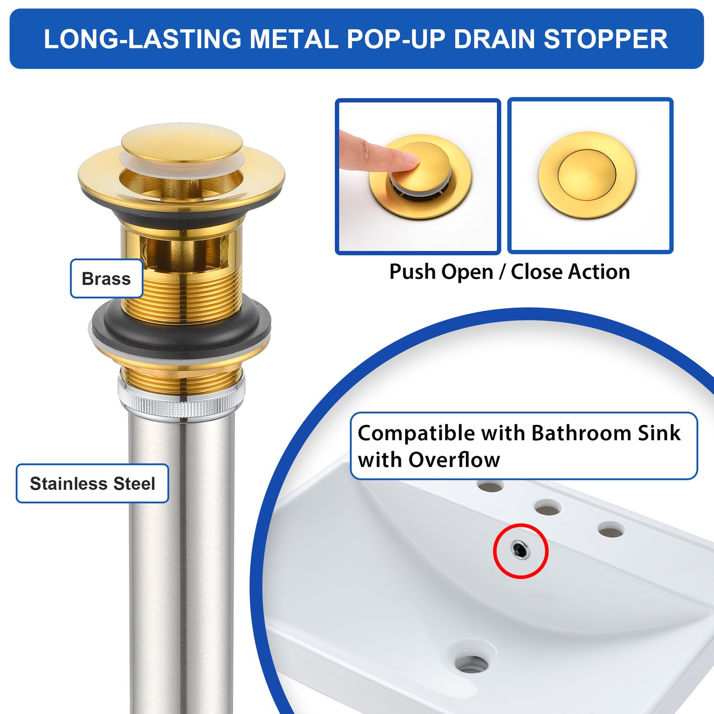 Varen WSP15-TG 8 in. Widespread 2-Handle Bathroom Faucet in Brushed Gold