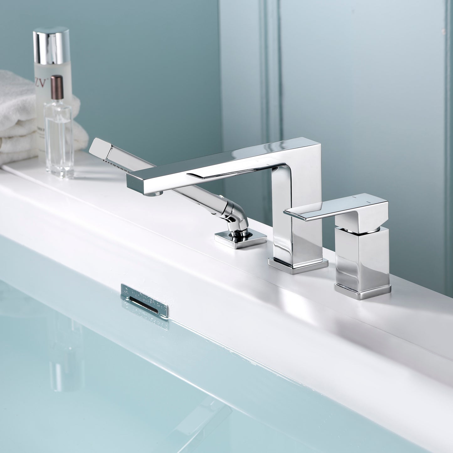 RTF17-TC Single-Handle Deck-Mount Roman Tub Faucet with Hand Shower in Chrome