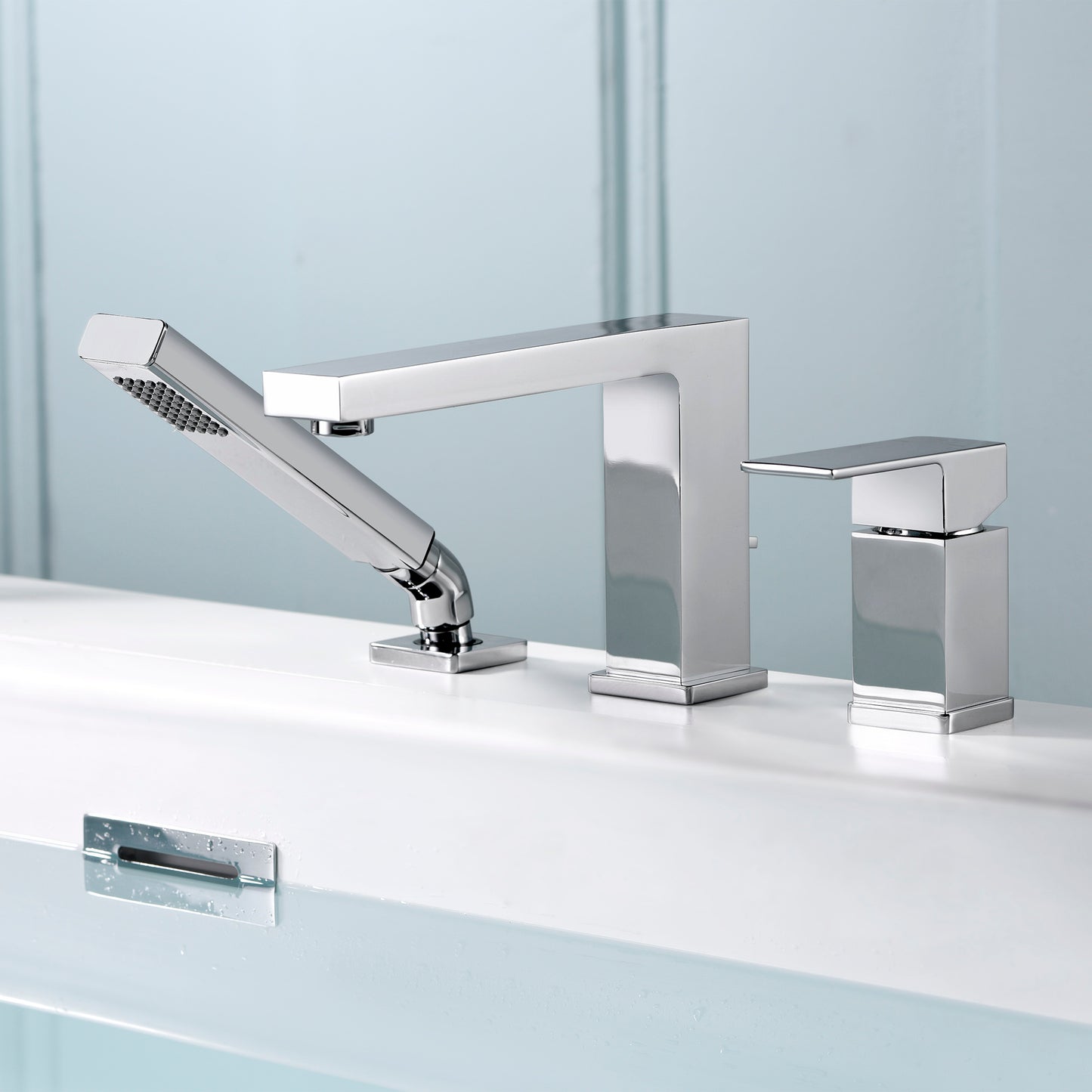 RTF17-TC Single-Handle Deck-Mount Roman Tub Faucet with Hand Shower in Chrome