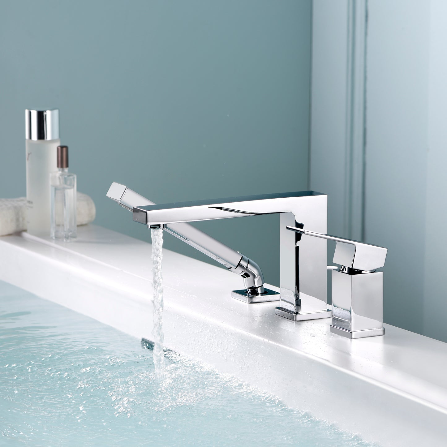 RTF17-TC Single-Handle Deck-Mount Roman Tub Faucet with Hand Shower in Chrome