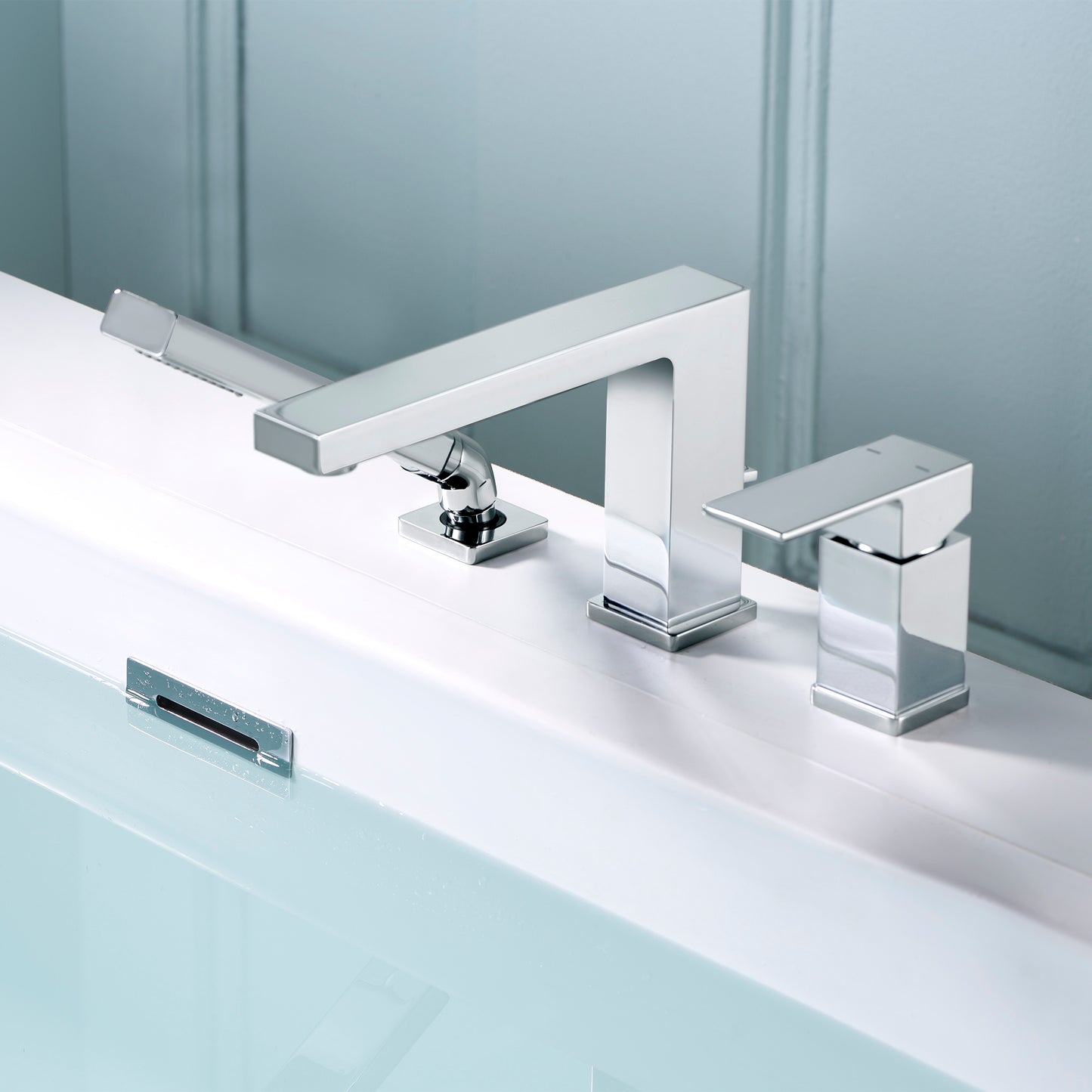 RTF17-TC Single-Handle Deck-Mount Roman Tub Faucet with Hand Shower in Chrome