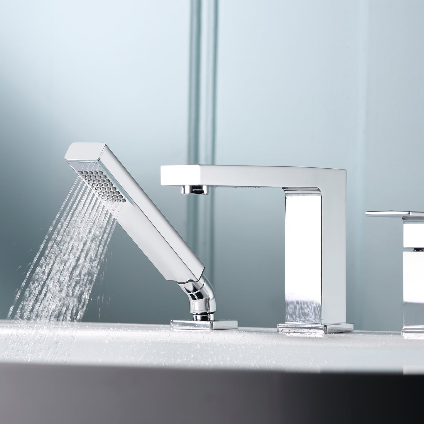 RTF17-TC Single-Handle Deck-Mount Roman Tub Faucet with Hand Shower in Chrome