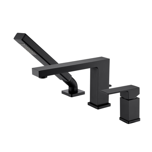 RTF17-TM Single-Handle Deck-Mount Roman Tub Faucet with Hand Shower in Matte Black