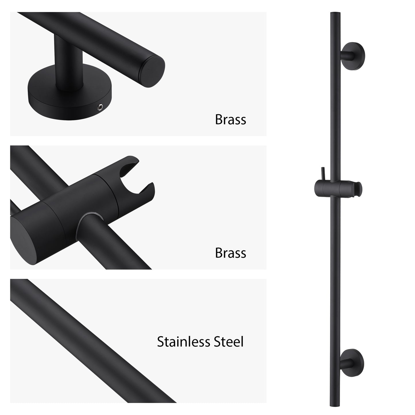 SB01-30-M 30 in. Adjustable Slide Bar for Handheld Showerheads in Matte Black