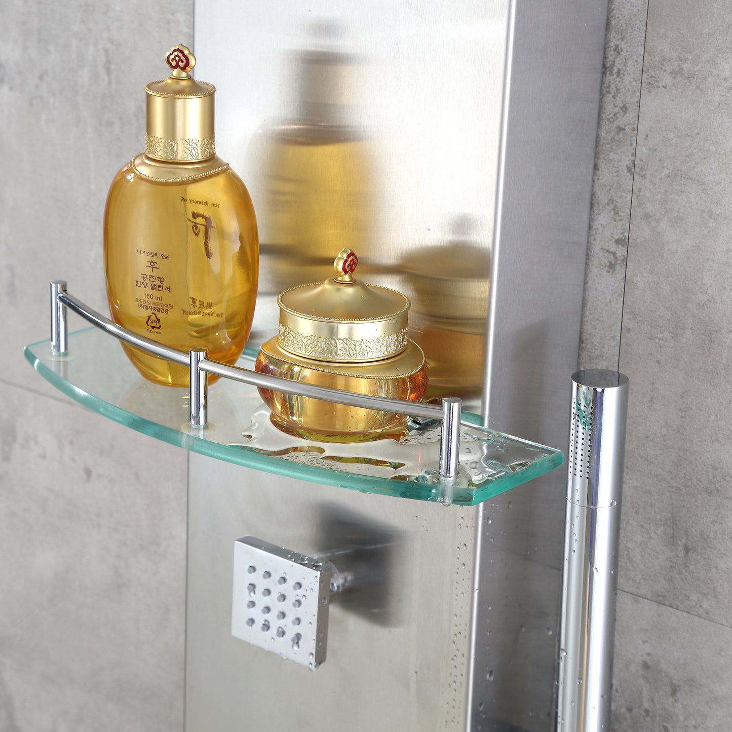 SP21-CEC 55 in. 3-Jet Full Body Thermostatic Shower System Panel with Rainfall Shower Head Hand Shower in Stainless Steel