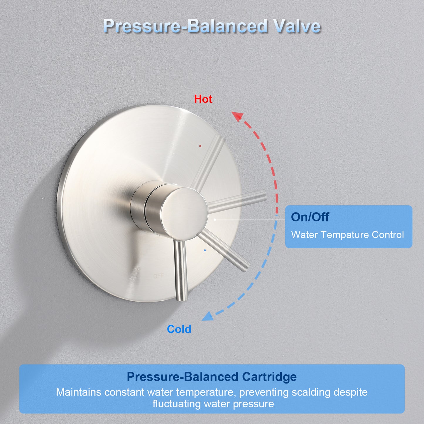 SS-B02-TB Single Handle 1-Spray Shower Faucet 1.8 GPM with Pressure Balance, Anti Scald in Brushed Nickel (Valve Included)