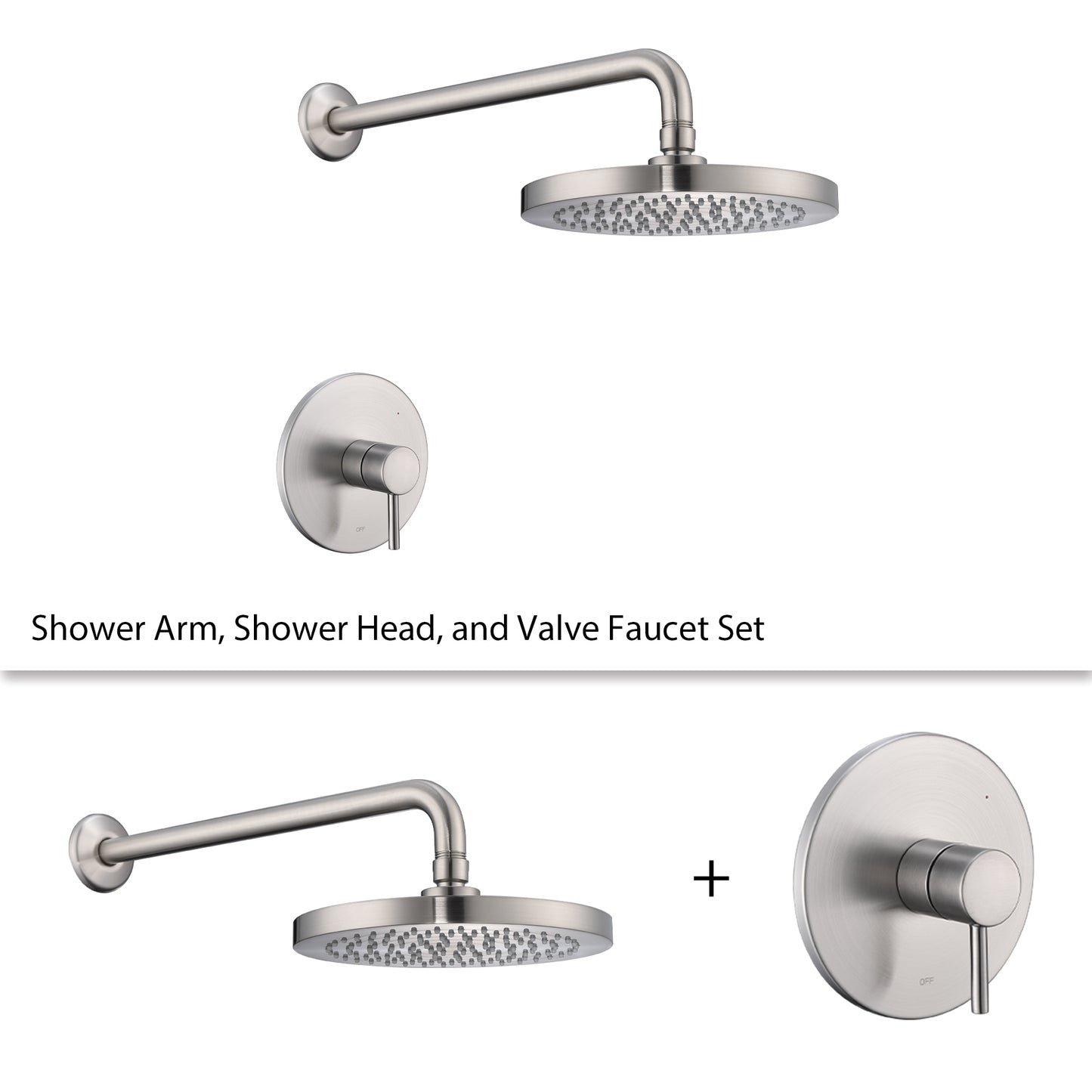 SS-B02-TB Single Handle 1-Spray Shower Faucet 1.8 GPM with Pressure Balance, Anti Scald in Brushed Nickel (Valve Included)