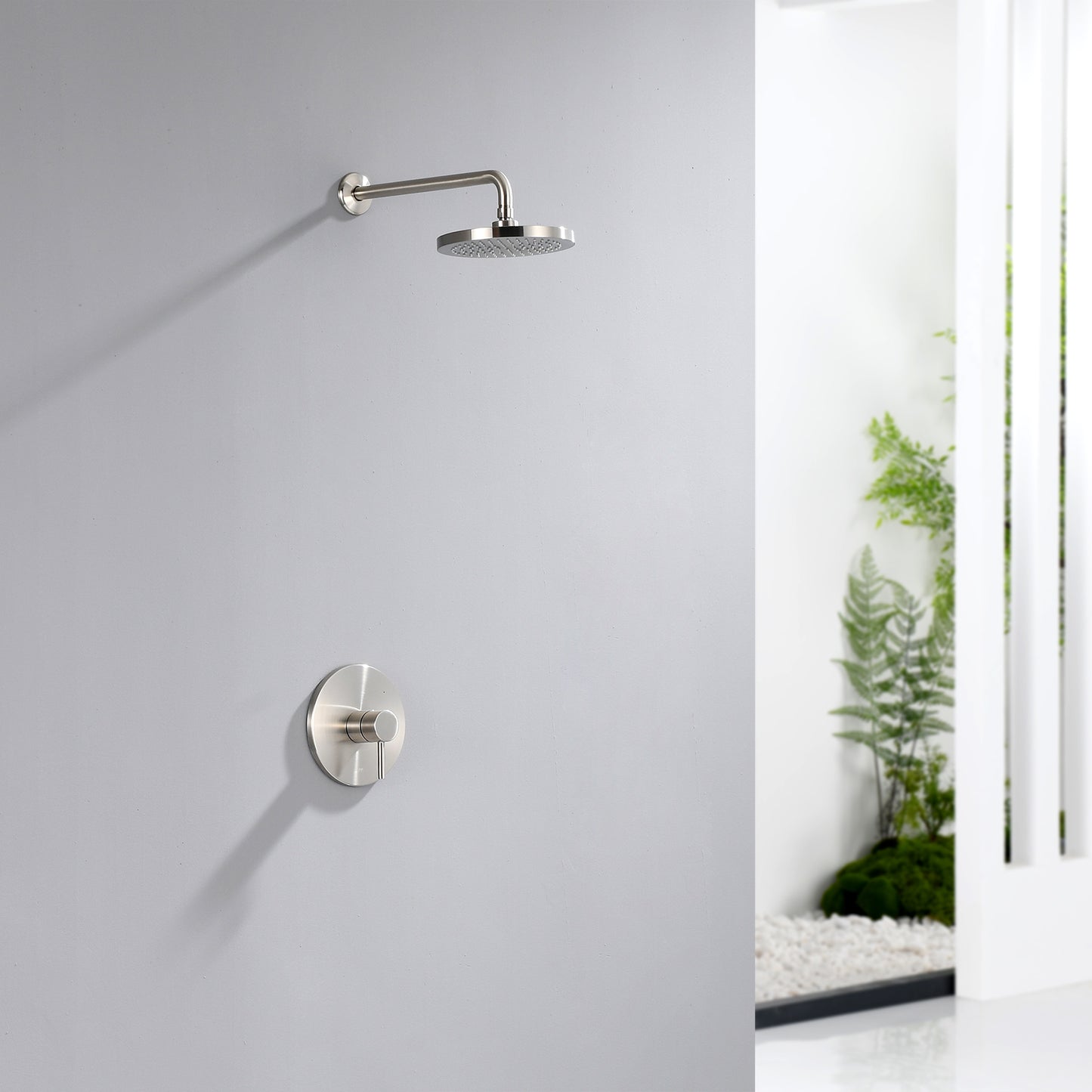 SS-B02-TB Single Handle 1-Spray Shower Faucet 1.8 GPM with Pressure Balance, Anti Scald in Brushed Nickel (Valve Included)