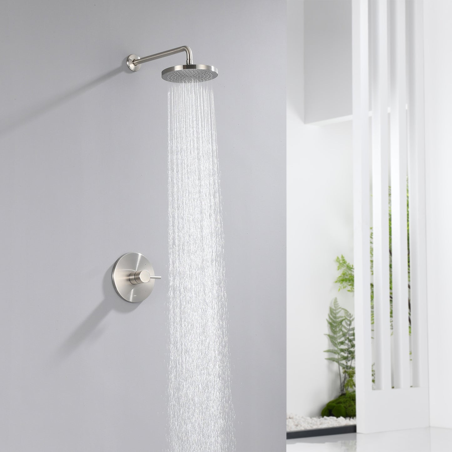 SS-B02-TB Single Handle 1-Spray Shower Faucet 1.8 GPM with Pressure Balance, Anti Scald in Brushed Nickel (Valve Included)