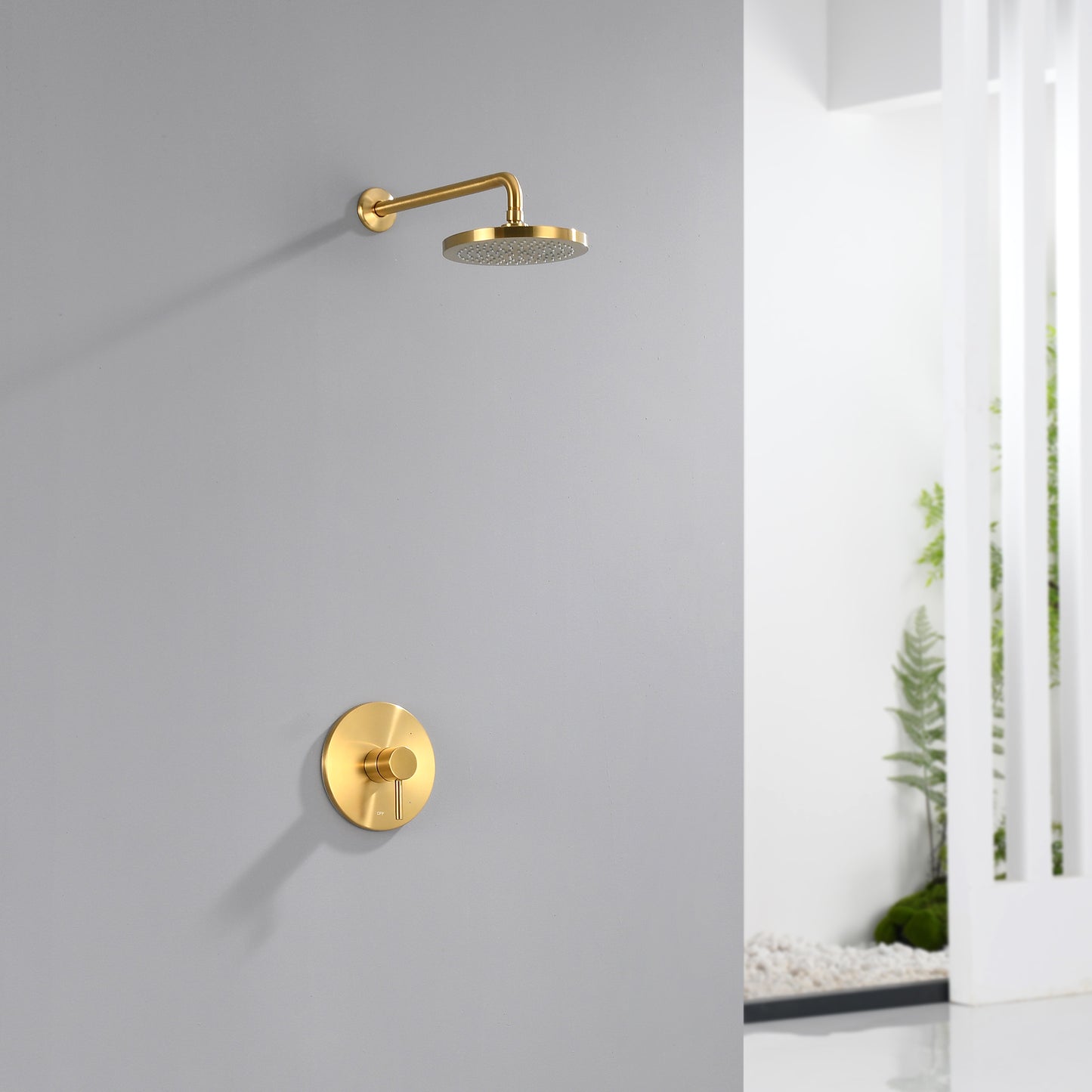 SS-B02-TG Single Handle 1-Spray Shower Faucet 1.8 GPM with Pressure Balance, Anti Scald in Brushed Gold (Valve Included)