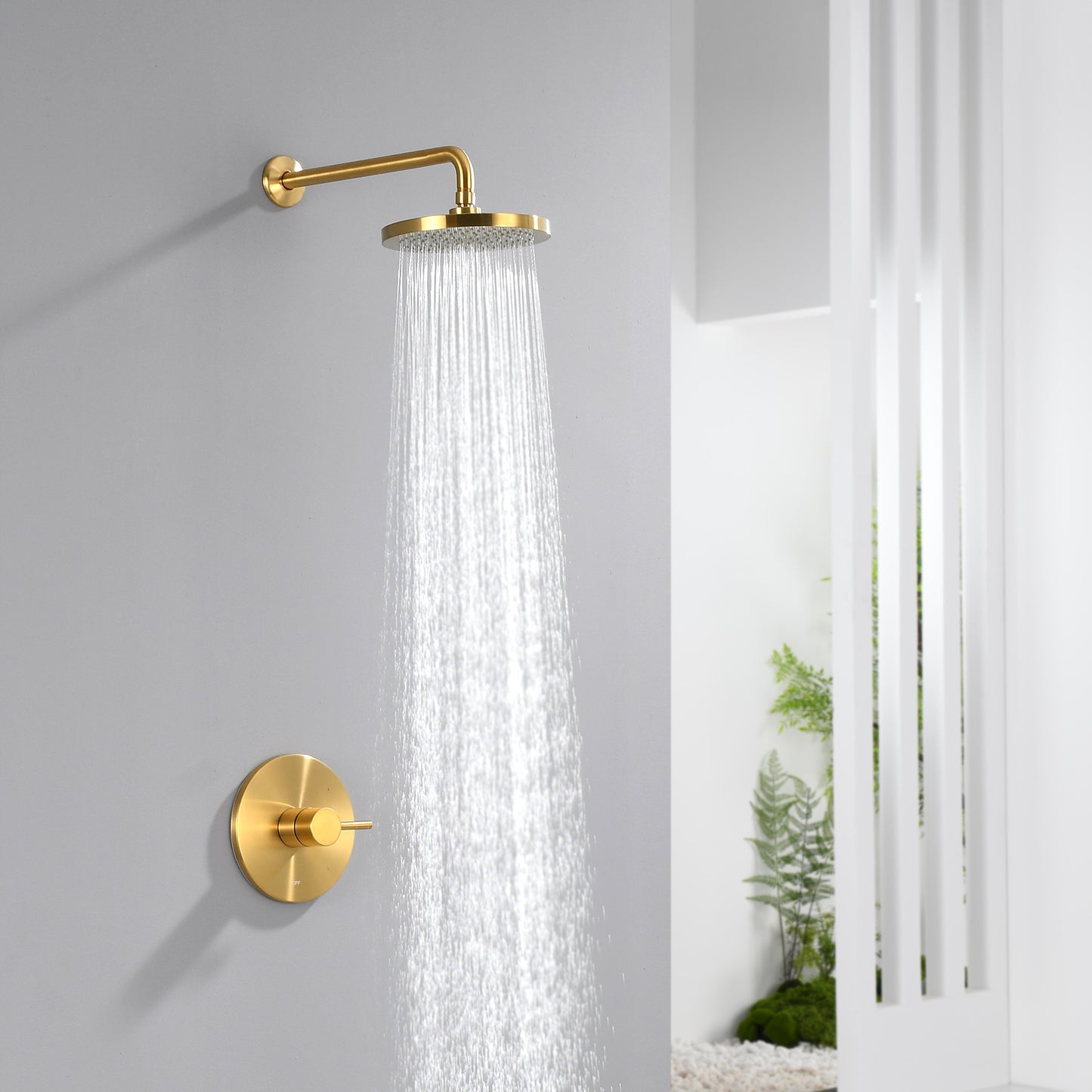 SS-B02-TG Single Handle 1-Spray Shower Faucet 1.8 GPM with Pressure Balance, Anti Scald in Brushed Gold (Valve Included)