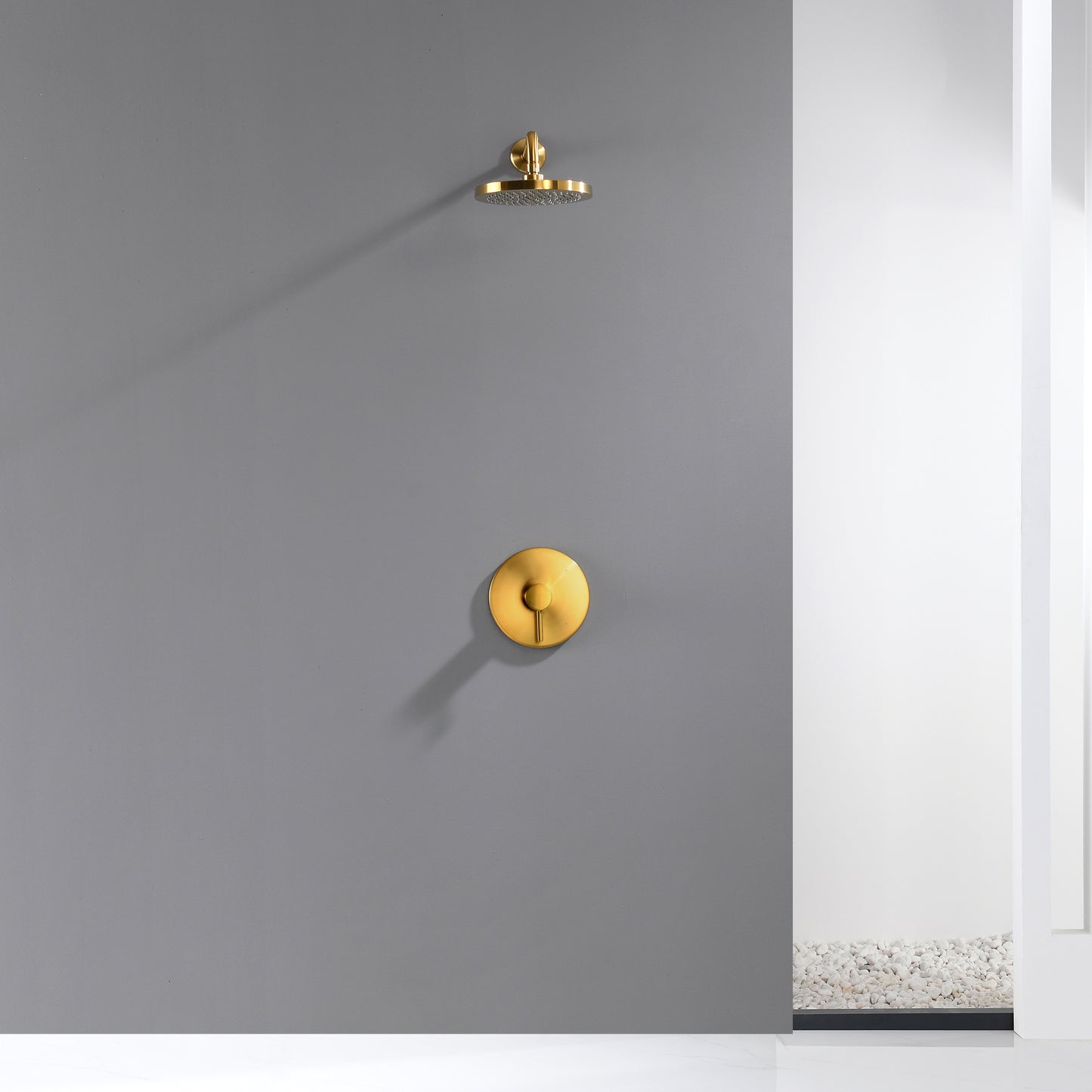 SS-B02-TG Single Handle 1-Spray Shower Faucet 1.8 GPM with Pressure Balance, Anti Scald in Brushed Gold (Valve Included)