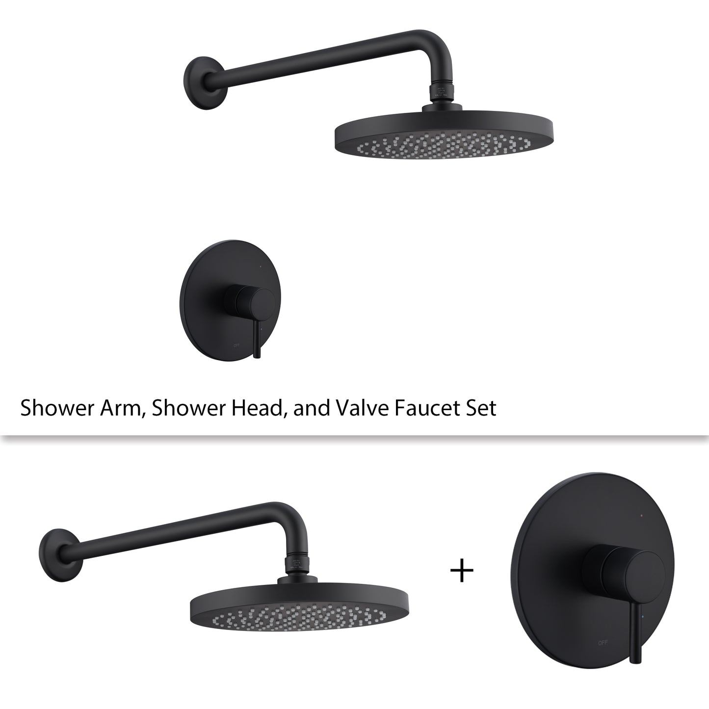 SS-B02-TM Single Handle 1-Spray Shower Faucet 1.8 GPM with Pressure Balance, Anti Scald in Matte Black (Valve Included)