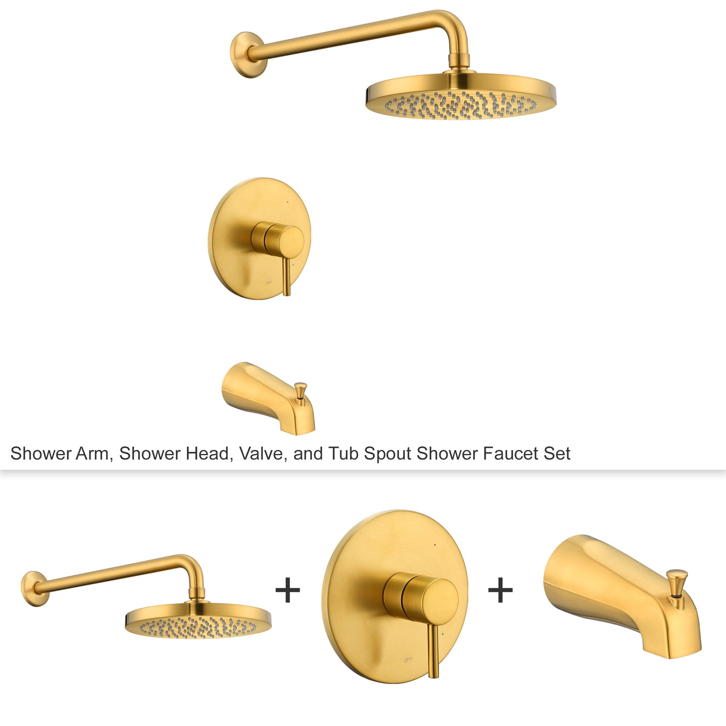 SS-C02-TG Single-Handle 1-Spray Tub and Shower Faucet 1.8 GPM with Valve in Brushed Gold (Valve Included)