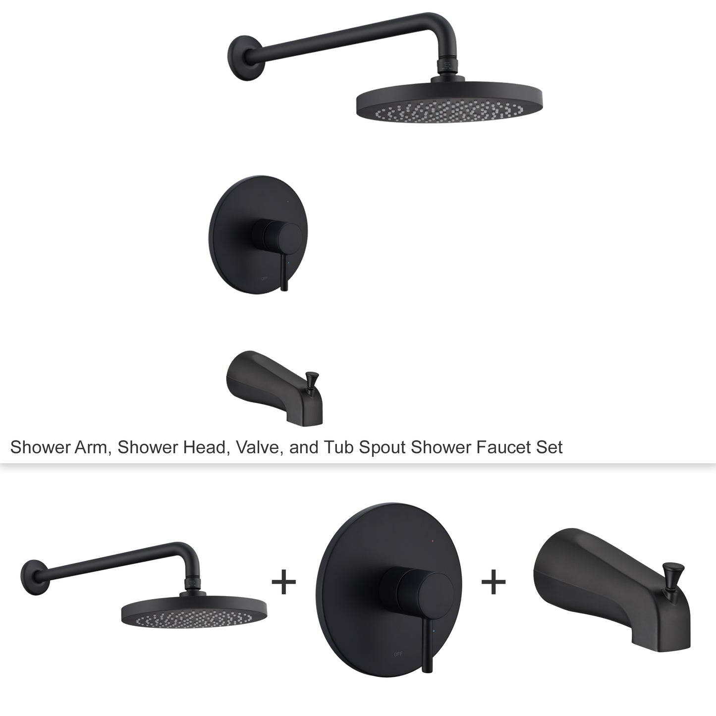 SS-C02-TM Single-Handle 1-Spray Tub and Shower Faucet 1.8 GPM with Valve in Matte Black (Valve Included)