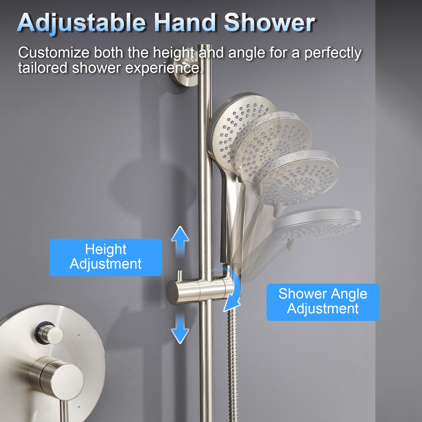 SS-D02-TB Single-Handle 3-Spray 24 in. Wall Bar Shower Faucet Kit with Hand Shower in Brushed Nickel (Valve Included)