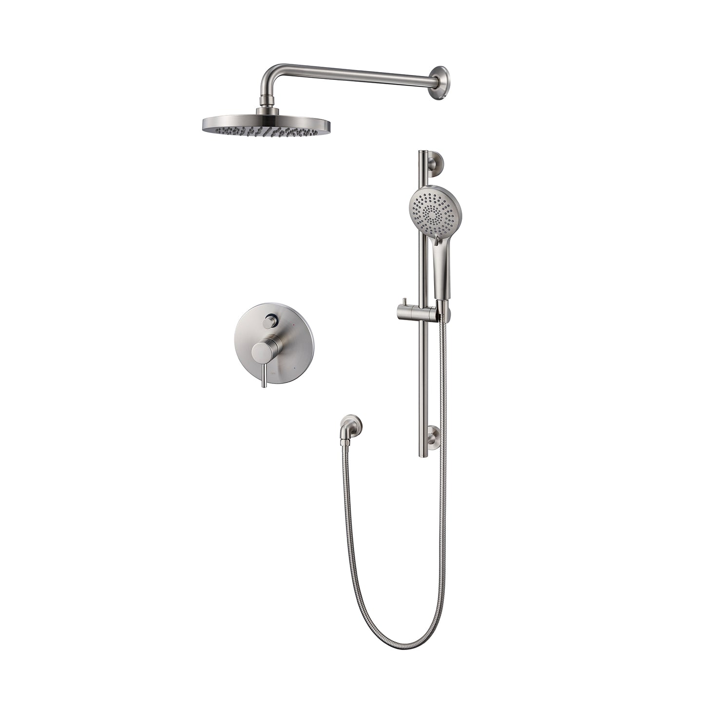 SS-D02-TB Single-Handle 3-Spray 24 in. Wall Bar Shower Faucet Kit with Hand Shower in Brushed Nickel (Valve Included)