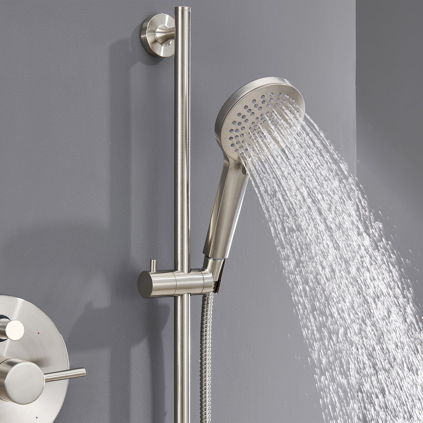 SS-D02-TB Single-Handle 3-Spray 24 in. Wall Bar Shower Faucet Kit with Hand Shower in Brushed Nickel (Valve Included)