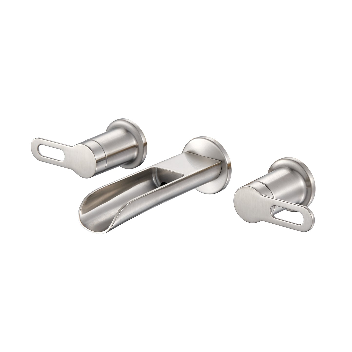 VividFall WMD16-TB 2-Handle Wall Mounted Bathroom Faucet with Valve in Brushed Nickel