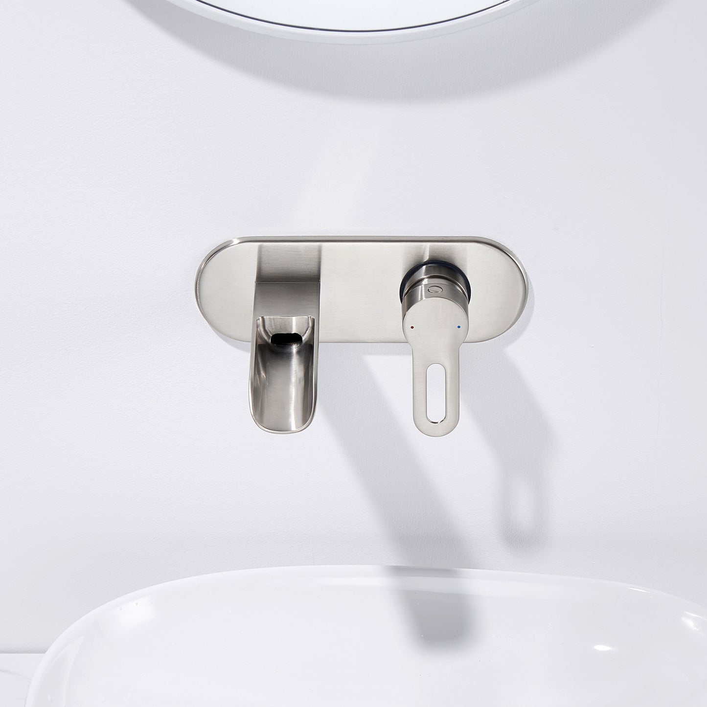 VividFall WMS16-TB 1-Handle Wall Mounted Bathroom Faucet with Valve in Brushed Nickel