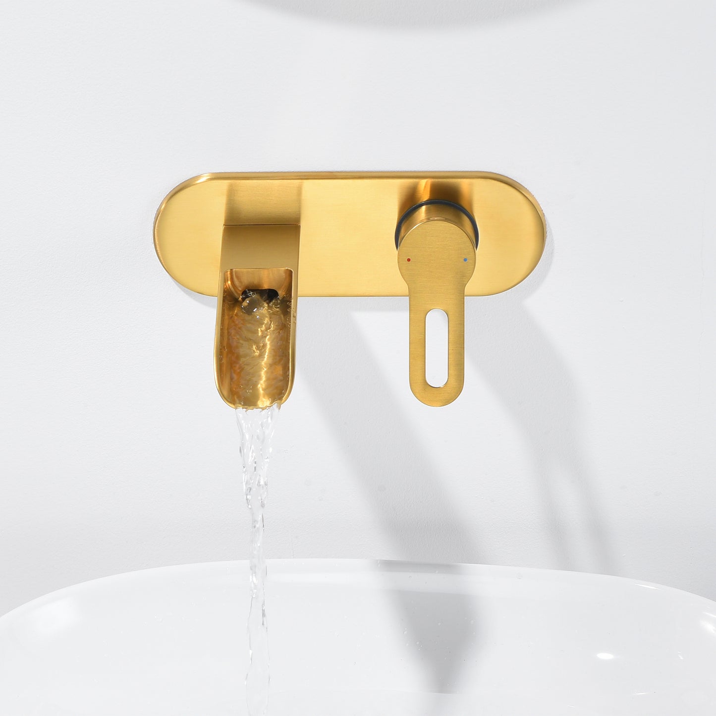 VividFall WMS16-TG 1-Handle Wall Mounted Bathroom Faucet with Valve in Brushed Gold