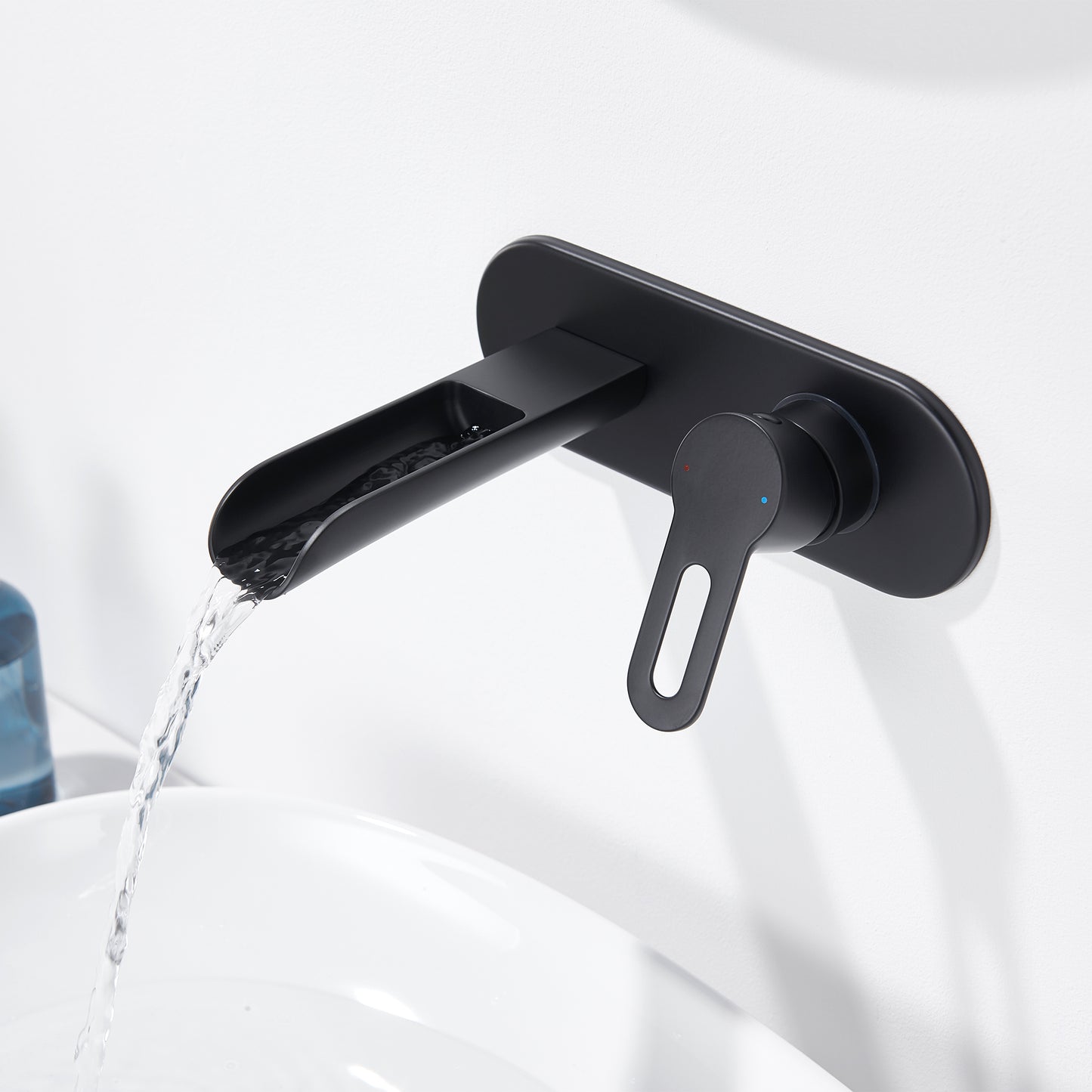 VividFall WMS16-TM 1-Handle Wall Mounted Bathroom Faucet with Valve in Matte Black