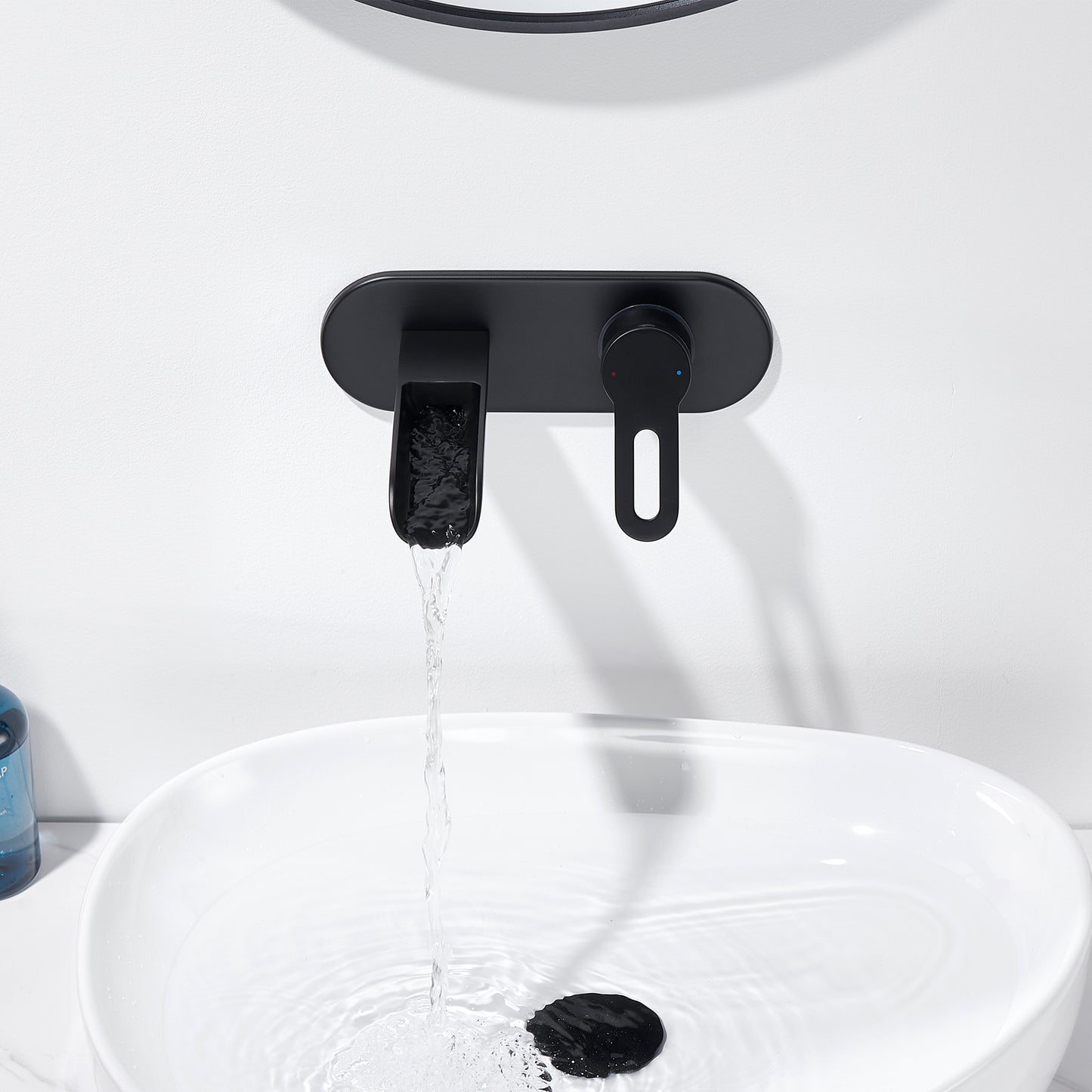 VividFall WMS16-TM 1-Handle Wall Mounted Bathroom Faucet with Valve in Matte Black