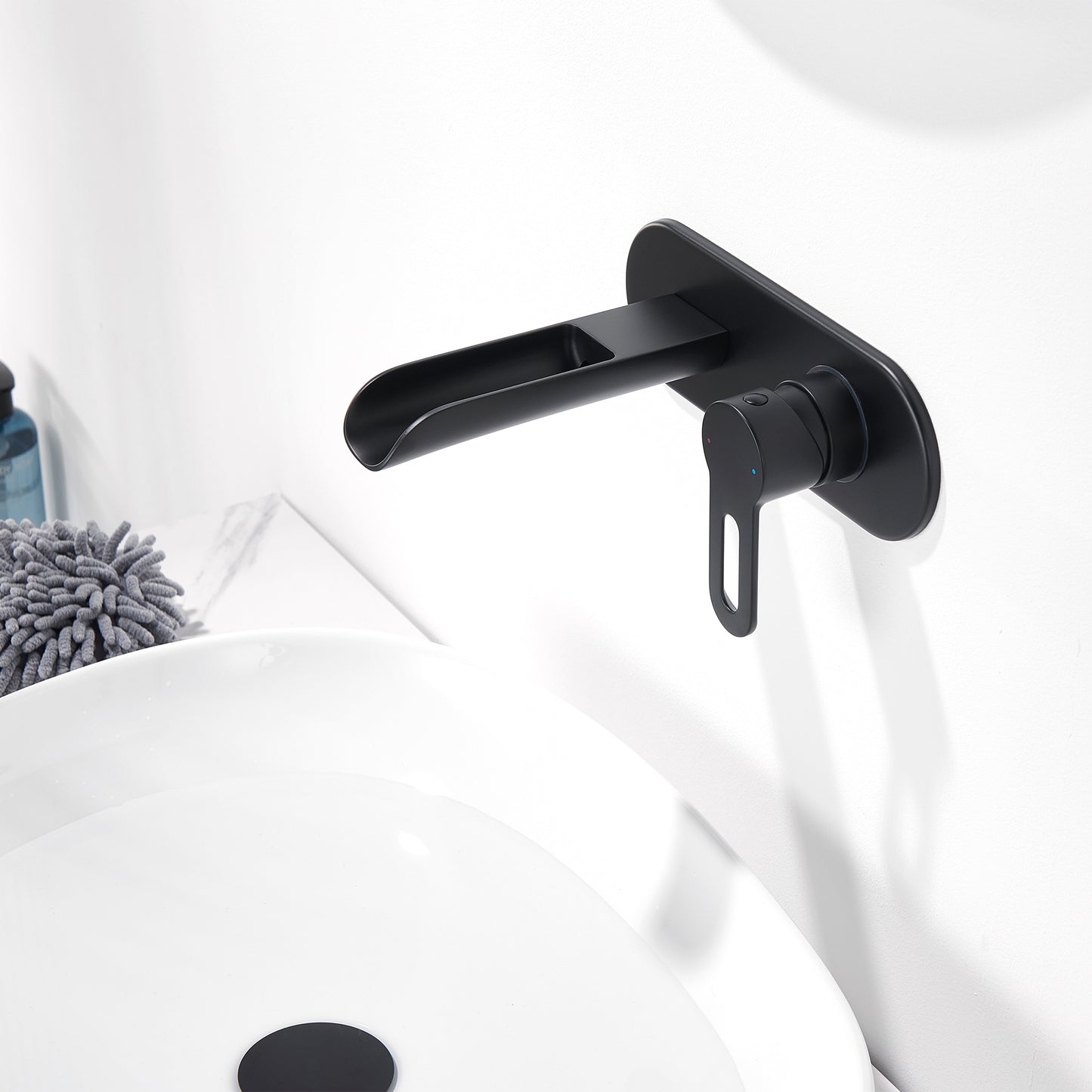 VividFall WMS16-TM 1-Handle Wall Mounted Bathroom Faucet with Valve in Matte Black