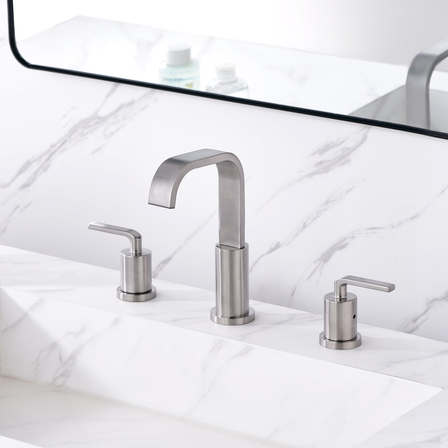 WSP03-TB Contemporary 8 in. Widespread 2-Handle Bathroom Faucet with Pop-Up Drain in Brushed Nickel