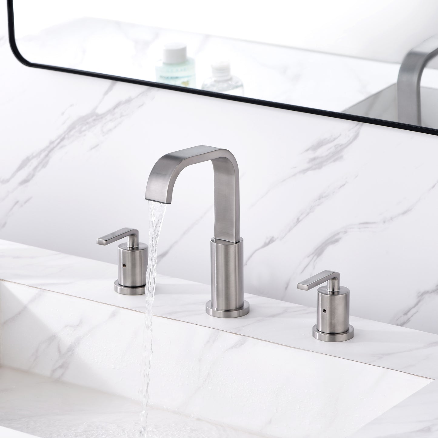 WSP03-TB Contemporary 8 in. Widespread 2-Handle Bathroom Faucet with Pop-Up Drain in Brushed Nickel