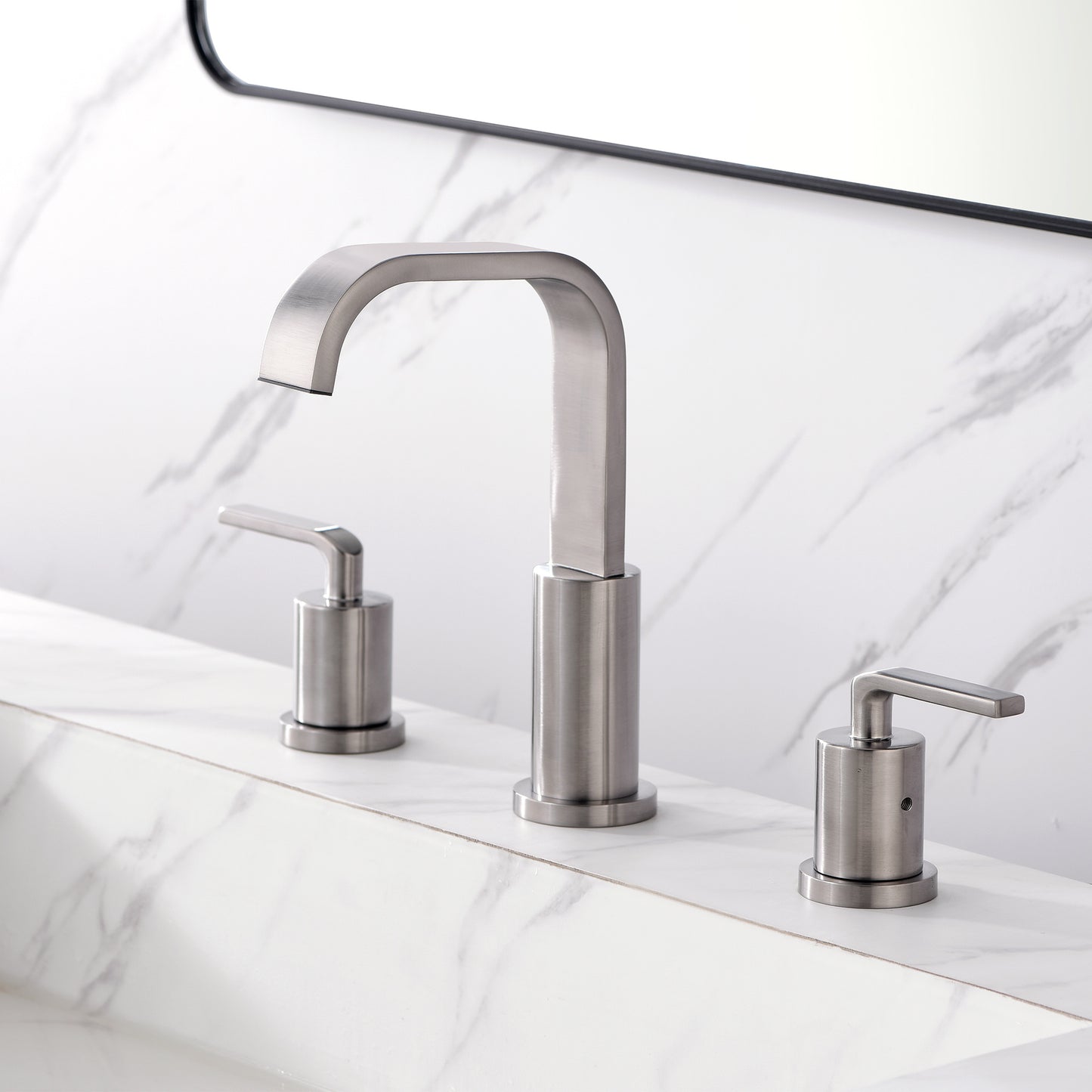 WSP03-TB Contemporary 8 in. Widespread 2-Handle Bathroom Faucet with Pop-Up Drain in Brushed Nickel