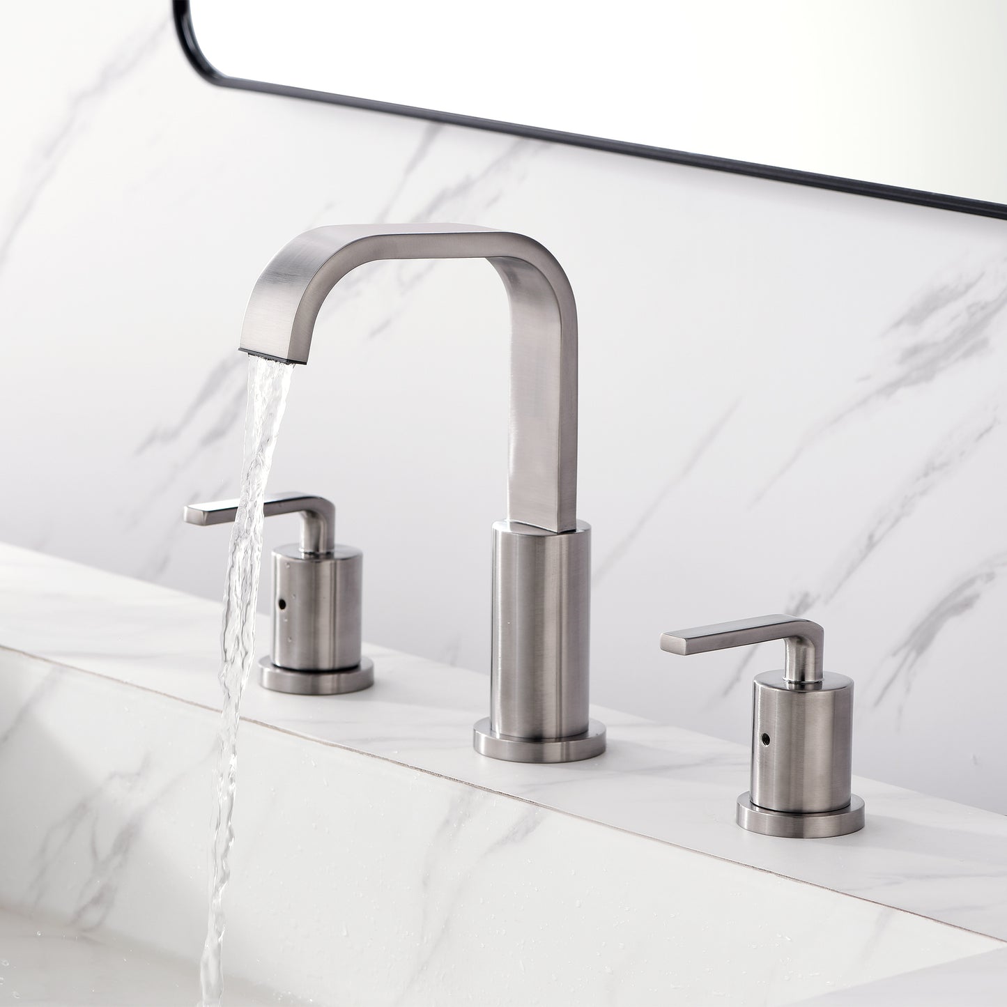 WSP03-TB Contemporary 8 in. Widespread 2-Handle Bathroom Faucet with Pop-Up Drain in Brushed Nickel