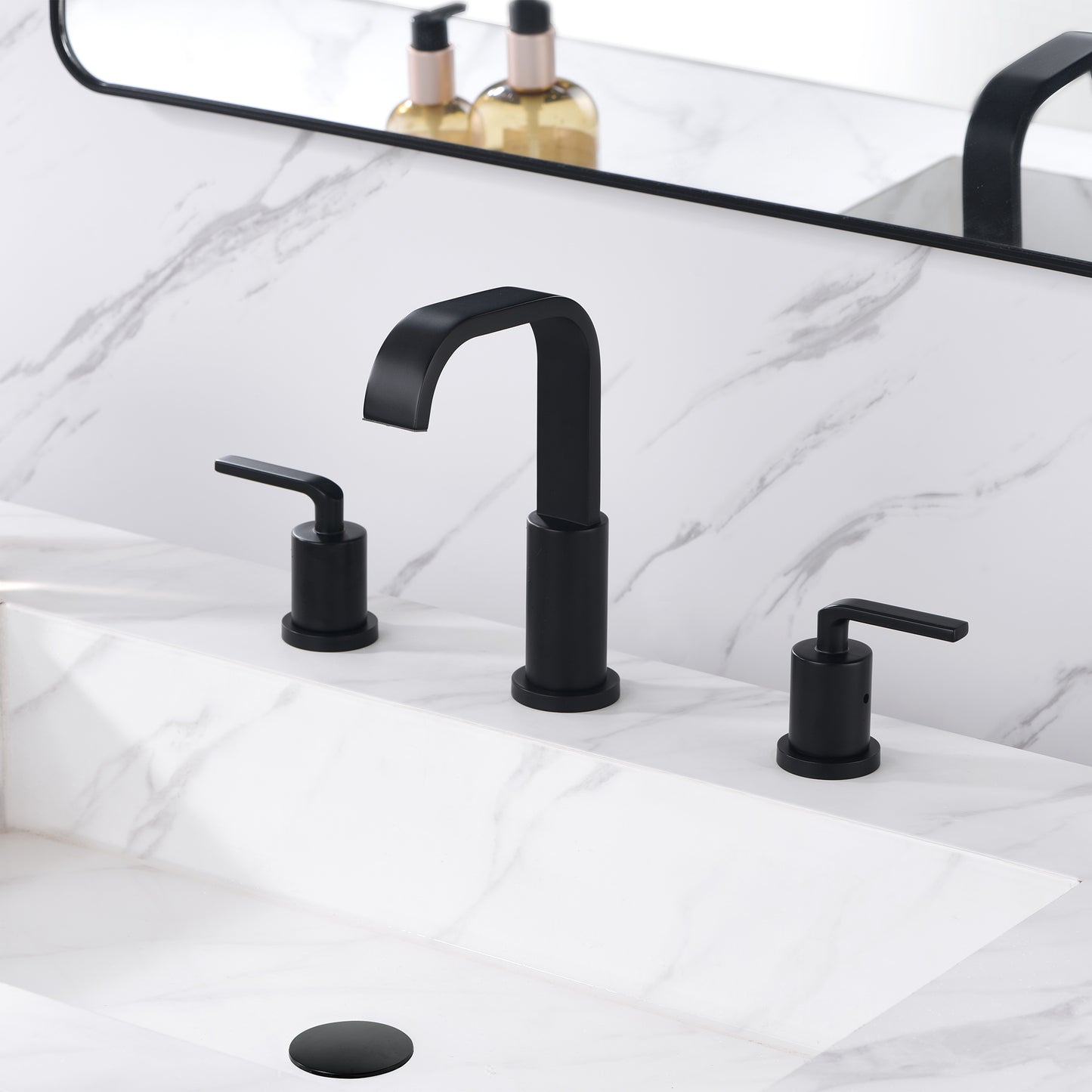 WSP03-TM Contemporary 8 in. Widespread 2-Handle Bathroom Faucet with Pop-Up Drain in Matte Black
