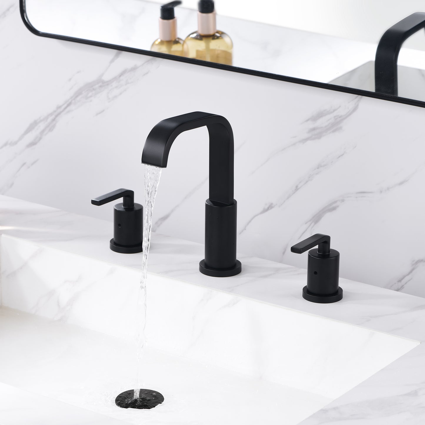 WSP03-TM Contemporary 8 in. Widespread 2-Handle Bathroom Faucet with Pop-Up Drain in Matte Black