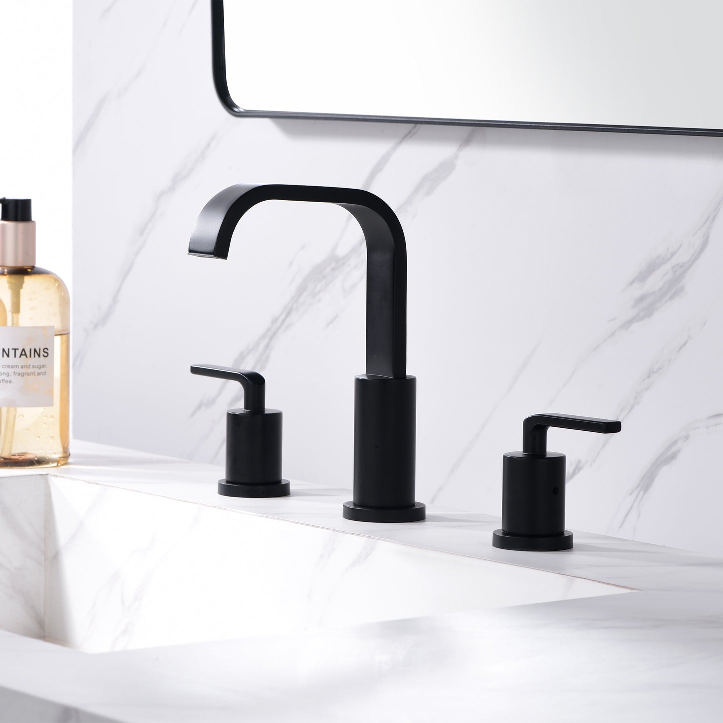 WSP03-TM Contemporary 8 in. Widespread 2-Handle Bathroom Faucet with Pop-Up Drain in Matte Black