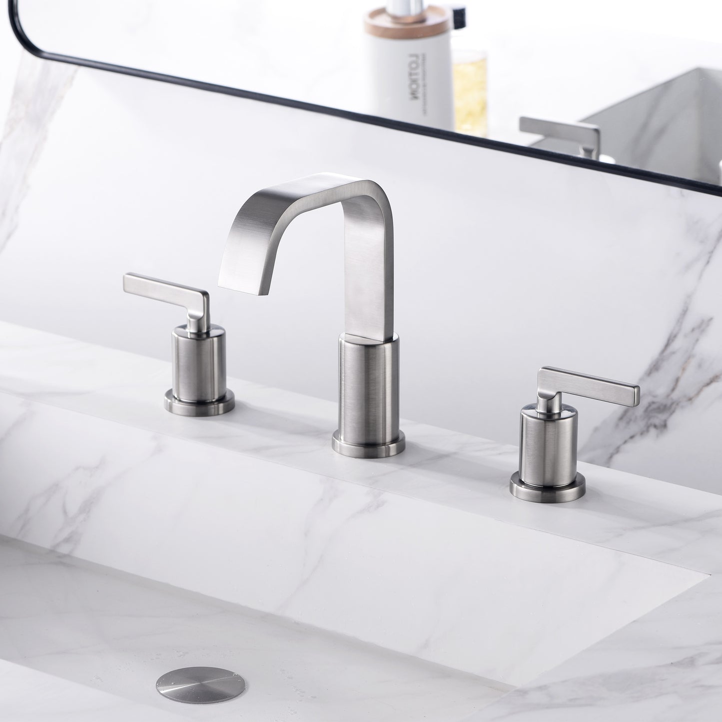 WSP04-TB Contemporary 8 in. Widespread 2-Handle Bathroom Faucet in Brushed Nickel